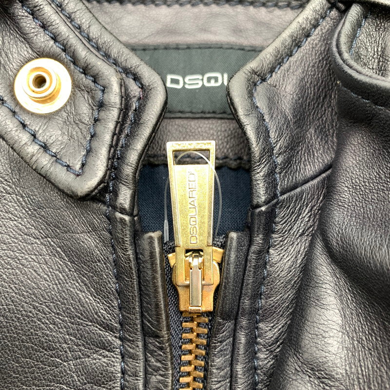 【中古品】【メンズ】 DSQUARED2 ディースクエアード S74AM0372 SINGLE RIDERS JACKET シングル ライダースジャケット BLACK SIZE:44 ガーメント.ハンガー付属 13AW 141-260814-io-14-fuzh カラー：ブラック 万代Net店