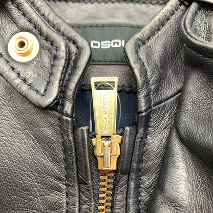 【中古品】【メンズ】 DSQUARED2 ディースクエアード S74AM0372 SINGLE RIDERS JACKET シングル ライダースジャケット BLACK SIZE:44 ガーメント.ハンガー付属 13AW 141-260814-io-14-fuzh カラー：ブラック 万代Net店