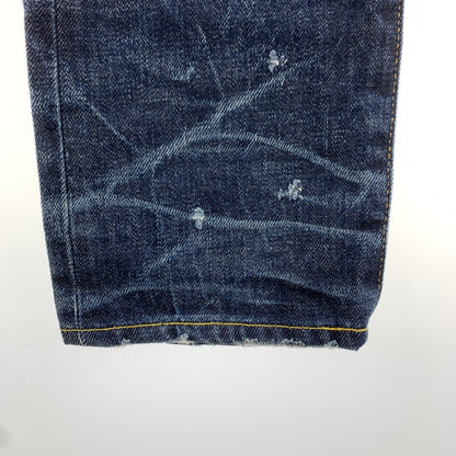 【中古品】【メンズ】 VANQUISH&FRAGMENT ヴァンキッシュ フラグメント MODEL THREE YEARS WASH WIDE STRAIGHT DENIM デニム パンツ ダメージ加工 ストーン ボトムス 古着 151-260813-mh-28-fuzh サイズ：32 カラー：インディゴ 万代Net店