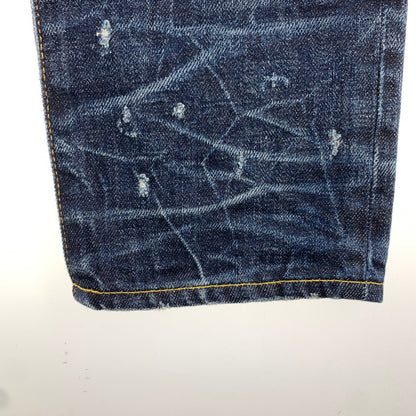 【中古品】【メンズ】 VANQUISH&FRAGMENT ヴァンキッシュ フラグメント MODEL THREE YEARS WASH WIDE STRAIGHT DENIM デニム パンツ ダメージ加工 ストーン ボトムス 古着 151-260813-mh-28-fuzh サイズ：32 カラー：インディゴ 万代Net店