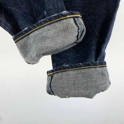 【中古品】【メンズ】 VANQUISH&FRAGMENT ヴァンキッシュ フラグメント MODEL THREE YEARS WASH WIDE STRAIGHT DENIM デニム パンツ ダメージ加工 ストーン ボトムス 古着 151-260813-mh-28-fuzh サイズ：32 カラー：インディゴ 万代Net店