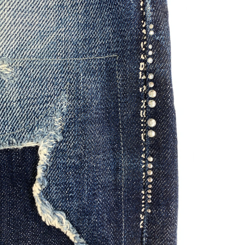 【中古品】【メンズ】 VANQUISH&FRAGMENT ヴァンキッシュ フラグメント MODEL THREE YEARS WASH WIDE STRAIGHT DENIM デニム パンツ ダメージ加工 ストーン ボトムス 古着 151-260813-mh-28-fuzh サイズ：32 カラー：インディゴ 万代Net店