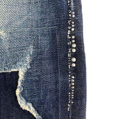 【中古品】【メンズ】 VANQUISH&FRAGMENT ヴァンキッシュ フラグメント MODEL THREE YEARS WASH WIDE STRAIGHT DENIM デニム パンツ ダメージ加工 ストーン ボトムス 古着 151-260813-mh-28-fuzh サイズ：32 カラー：インディゴ 万代Net店