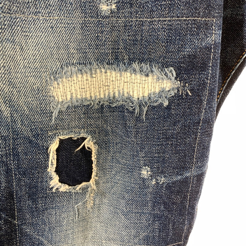 【中古品】【メンズ】 VANQUISH&FRAGMENT ヴァンキッシュ フラグメント MODEL THREE YEARS WASH WIDE STRAIGHT DENIM デニム パンツ ダメージ加工 ストーン ボトムス 古着 151-260813-mh-28-fuzh サイズ：32 カラー：インディゴ 万代Net店