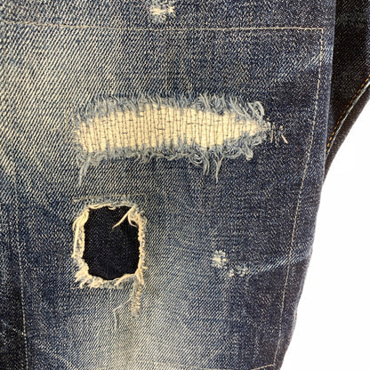 【中古品】【メンズ】 VANQUISH&FRAGMENT ヴァンキッシュ フラグメント MODEL THREE YEARS WASH WIDE STRAIGHT DENIM デニム パンツ ダメージ加工 ストーン ボトムス 古着 151-260813-mh-28-fuzh サイズ：32 カラー：インディゴ 万代Net店