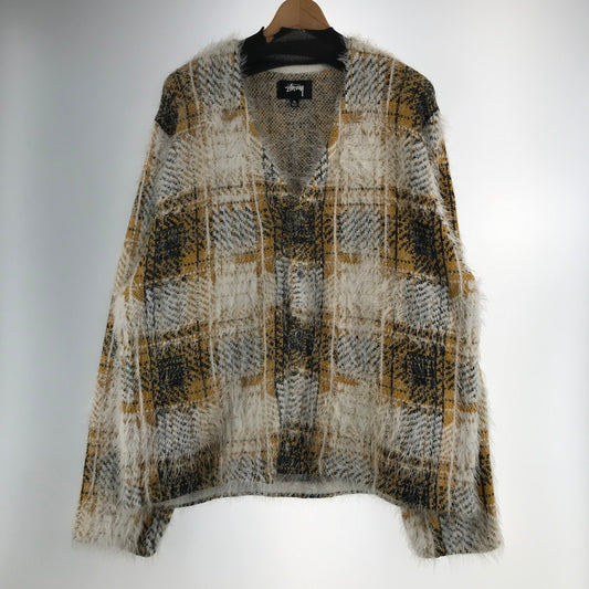 【中古品】【メンズ】 STUSSY ステューシー KNIT CARDIGAN ニット カーディガン トップス 長袖 古着 142-260813-mh-23-fuzh サイズ：XL カラー：ベージュ チェック 万代Net店