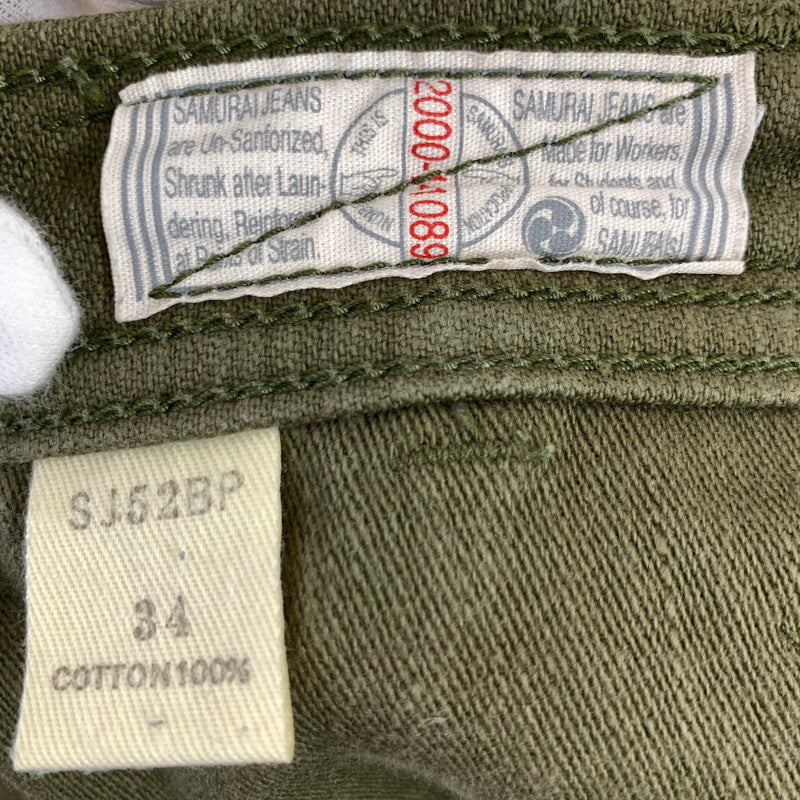 【中古品】【メンズ】 SAMURAI JEANS サムライ ジーンズ SJ52BP ヘビィーバック サテン ベイカーパンツ ズボン ボトムス 古着 156-260813-mh-27-fuzh サイズ：34 カラー：オリーブ 万代Net店