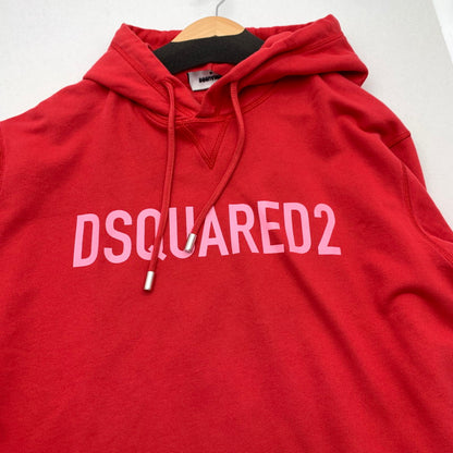 【中古品】【メンズ】 DSQUARED2 ディースクエアード S74GU0664 PULLOVER PARKA プルオーバーパーカー ブランド 古着 141-260815-gm-41-fuzh サイズ：XL カラー：レッド 万代Net店