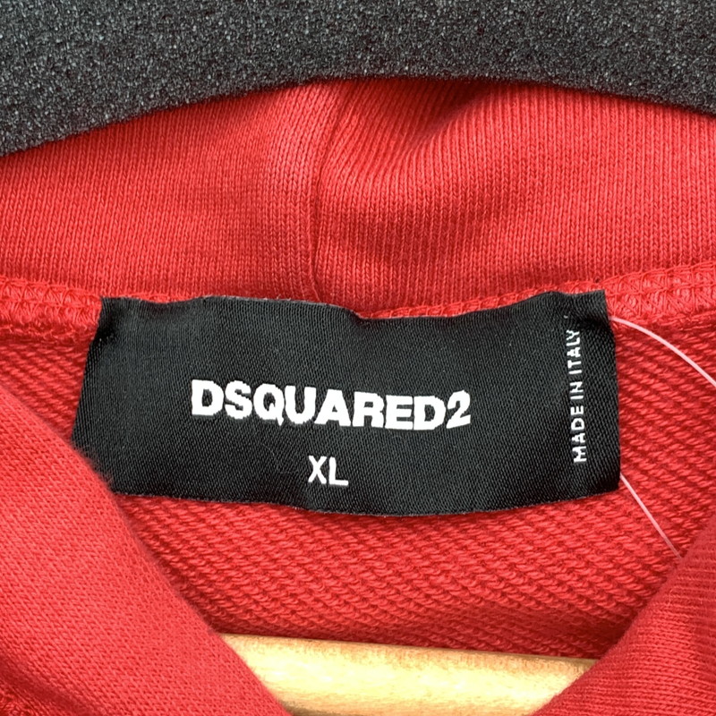 【中古品】【メンズ】 DSQUARED2 ディースクエアード S74GU0664 PULLOVER PARKA プルオーバーパーカー ブランド 古着 141-260815-gm-41-fuzh サイズ：XL カラー：レッド 万代Net店
