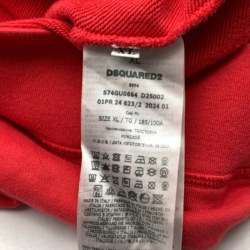 【中古品】【メンズ】 DSQUARED2 ディースクエアード S74GU0664 PULLOVER PARKA プルオーバーパーカー ブランド 古着 141-260815-gm-41-fuzh サイズ：XL カラー：レッド 万代Net店