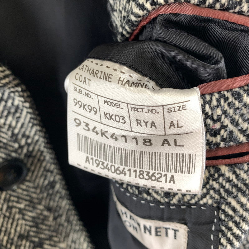 【中古品】【メンズ】 KATHARINE HAMNETT キャサリン・ハムネット チェスターコート ヘリンボーン柄/SIZE:AL ※シミ・汚れ・ほつれ有 141-260920-io-20-fuzh 万代Net店