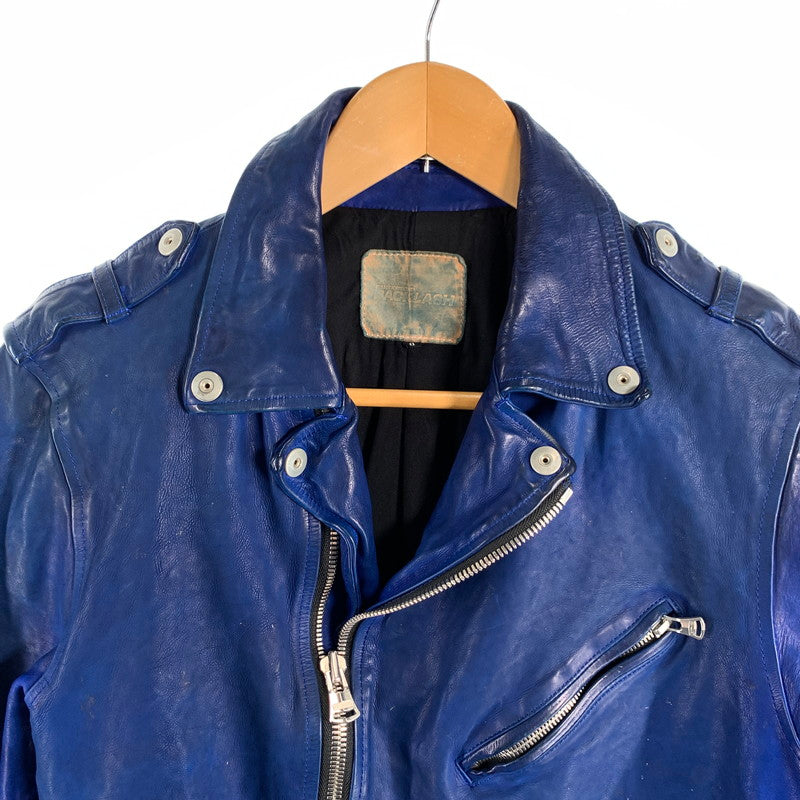 【中古品】【メンズ】 ISAMU KATAYAMA BACKLASH 1927-06 JAPAN CALF NATURAL DYED “GARMENT-WASH” ダブルライダースジャケット 140-260815-gm-20-fuzh サイズ：L カラー：ブルー 万代Net店