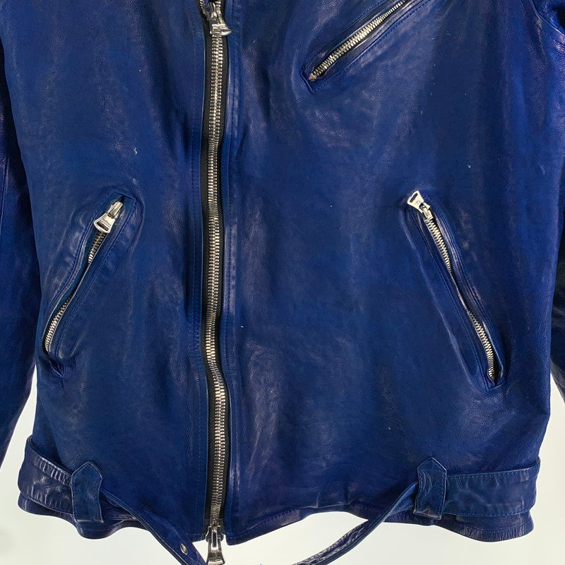 【中古品】【メンズ】 ISAMU KATAYAMA BACKLASH 1927-06 JAPAN CALF NATURAL DYED “GARMENT-WASH” ダブルライダースジャケット 140-260815-gm-20-fuzh サイズ：L カラー：ブルー 万代Net店