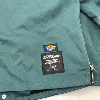 【中古品】【メンズ】 ISAMUKATAYAMA BACKLASH イサムカタヤマバックラッシュ×DICKIES ディッキーズ ダブルライダースジャケット 140-260815-gm-21-fuzh サイズ：L カラー：グリーン 万代Net店