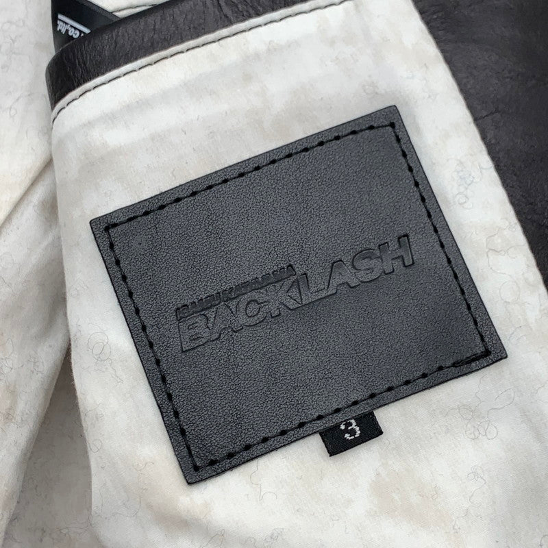 【中古品】【メンズ】 ISAMU KATAYAMA BACKLASH 2009-03 イタリアンダブルショルダーシワ加工ハイネックレザーブルゾン 140-260815-gm-22-fuzh サイズ：L カラー：ブラック 万代Net店