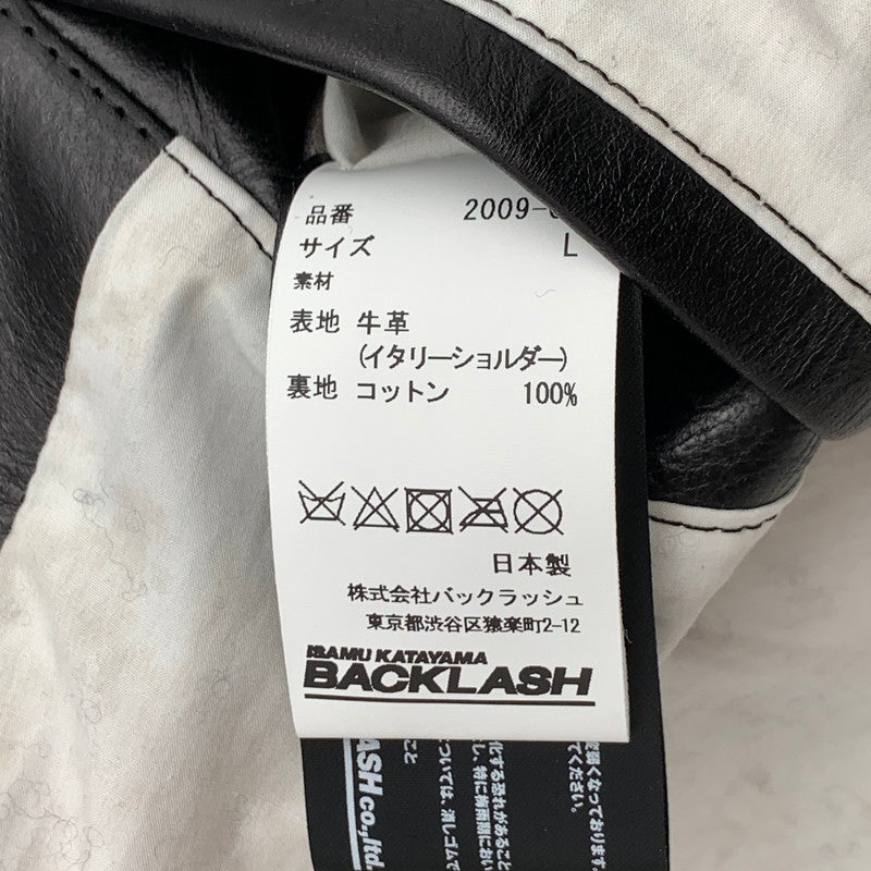 【中古品】【メンズ】 ISAMU KATAYAMA BACKLASH 2009-03 イタリアンダブルショルダーシワ加工ハイネックレザーブルゾン 140-260815-gm-22-fuzh サイズ：L カラー：ブラック 万代Net店