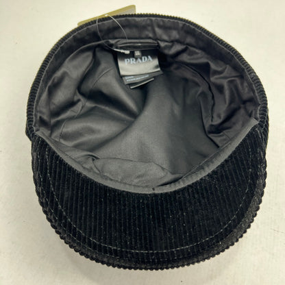【中古品】【レディース】 PRADA プラダ 2HC475 コーデュロイ ニュースボーイキャップ BLACK SIZE:XXL 帽子 185-260818-io-01-fuzh サイズ：61cm カラー：ブラック 万代Net店