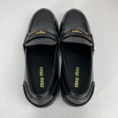【中古品】【メンズ】 MIUMIU ミュウミュウ ブラッシュドレザー ペニーローファー シューズ SIZE:42 箱付属 靴 ※外箱に汚れあり 164-260816-io-11-fuzh 万代Net店