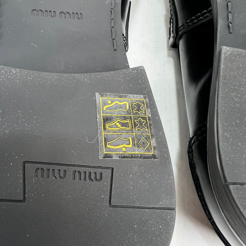【中古品】【メンズ】 MIUMIU ミュウミュウ ブラッシュドレザー ペニーローファー シューズ SIZE:42 箱付属 靴 ※外箱に汚れあり 164-260816-io-11-fuzh 万代Net店