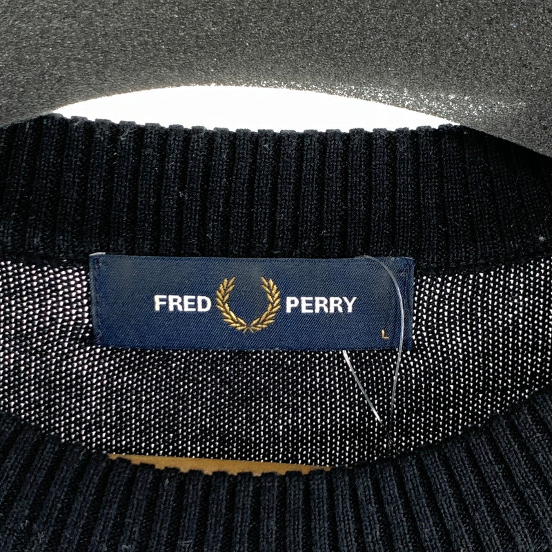 【中古品】【メンズ】 FRED PERRY フレッドペリー ニット セーター ブランド 古着 141-260815-gm-17-fuzh サイズ：L カラー：ブラック 万代Net店