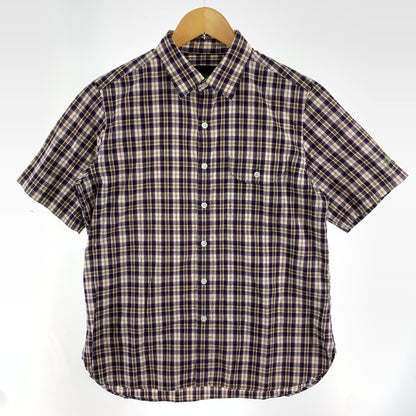 【中古品】【メンズ】 FAT エフエーティー FATYO3 刺繍ロゴ チェック柄 半袖シャツ 142-261020-vt-87-fuzh サイズ：TITCH（M） カラー：パープル 万代Net店