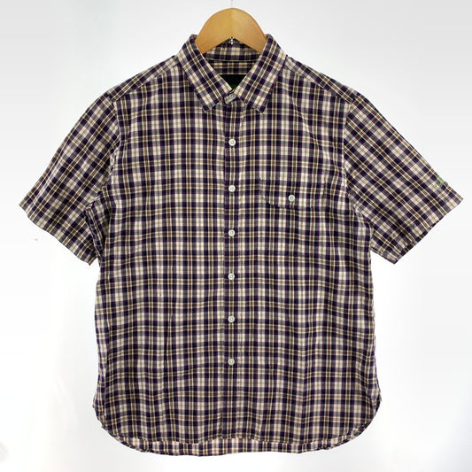 【中古品】【メンズ】 FAT エフエーティー FATYO3 刺繍ロゴ チェック柄 半袖シャツ 142-261020-vt-87-fuzh サイズ：TITCH（M） カラー：パープル 万代Net店