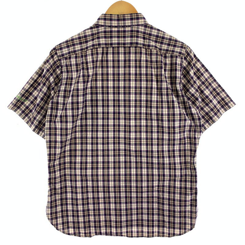 【中古品】【メンズ】 FAT エフエーティー FATYO3 刺繍ロゴ チェック柄 半袖シャツ 142-261020-vt-87-fuzh サイズ：TITCH（M） カラー：パープル 万代Net店