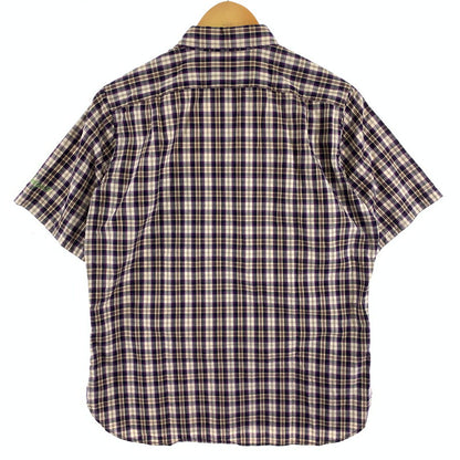 【中古品】【メンズ】 FAT エフエーティー FATYO3 刺繍ロゴ チェック柄 半袖シャツ 142-261020-vt-87-fuzh サイズ：TITCH（M） カラー：パープル 万代Net店
