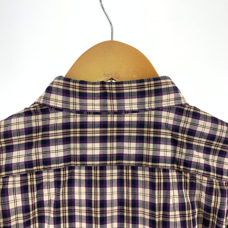 【中古品】【メンズ】 FAT エフエーティー FATYO3 刺繍ロゴ チェック柄 半袖シャツ 142-261020-vt-87-fuzh サイズ：TITCH（M） カラー：パープル 万代Net店