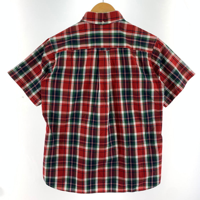 【中古品】【メンズ】 FAT エフエーティー FATYO3 刺繍ロゴ チェック柄 半袖シャツ 142-261020-vt-88-fuzh サイズ：TITCH（M） カラー：レッド/グリーン 万代Net店