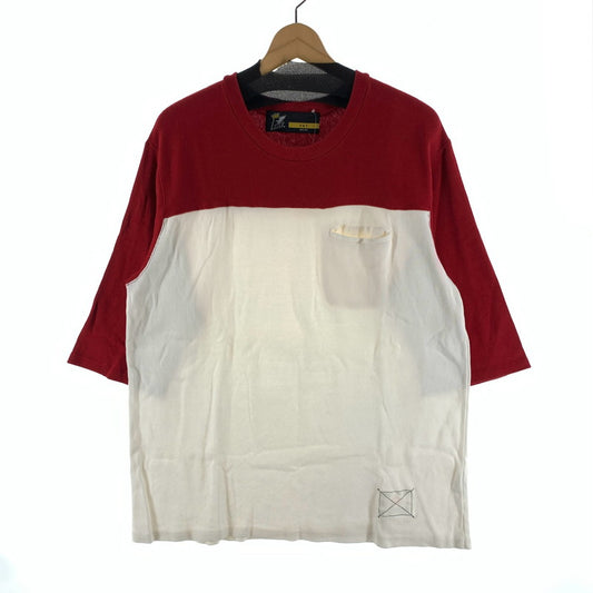 【中古品】【メンズ】 FAT エフエーティー 5分袖TEE 半袖Tシャツ カットソー ブランド 古着 142-260920-gm-19-fuzh サイズ：FAT(XL) カラー：レッド ホワイト 万代Net店