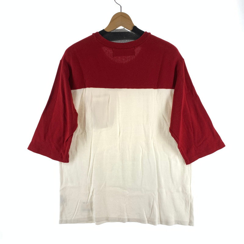 【中古品】【メンズ】 FAT エフエーティー 5分袖TEE 半袖Tシャツ カットソー ブランド 古着 142-260920-gm-19-fuzh サイズ：FAT(XL) カラー：レッド ホワイト 万代Net店