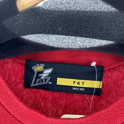 【中古品】【メンズ】 FAT エフエーティー 5分袖TEE 半袖Tシャツ カットソー ブランド 古着 142-260920-gm-19-fuzh サイズ：FAT(XL) カラー：レッド ホワイト 万代Net店