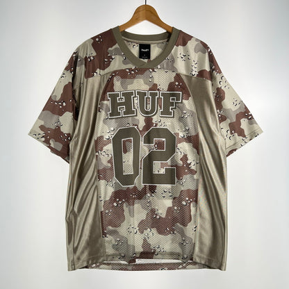 【中古品】【メンズ】 HUF ハフ KN00591 CAMO FOOTBALL JERSEY カモ フットボール ジャージ カモ柄 142-260818-ny-03-fuzh サイズ：L カラー：ベージュ 万代Net店