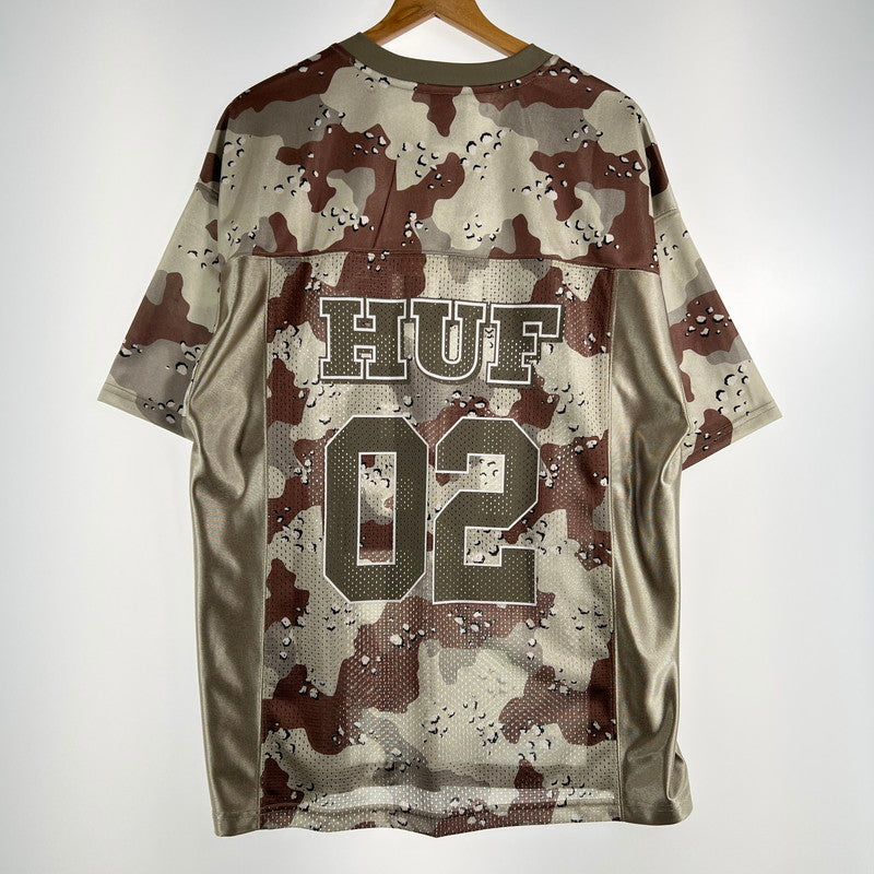 【中古品】【メンズ】 HUF ハフ KN00591 CAMO FOOTBALL JERSEY カモ フットボール ジャージ カモ柄 142-260818-ny-03-fuzh サイズ：L カラー：ベージュ 万代Net店