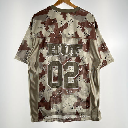 【中古品】【メンズ】 HUF ハフ KN00591 CAMO FOOTBALL JERSEY カモ フットボール ジャージ カモ柄 142-260818-ny-03-fuzh サイズ：L カラー：ベージュ 万代Net店
