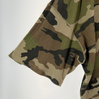 【中古品】【メンズ】 HUF ハフ ALL CAPS THERMAL S.S CREW オール キャップス サーマル ショートスリーブ クルー カモ柄 142-260818-ny-02-fuzh サイズ：XL カラー：グリーン 万代Net店