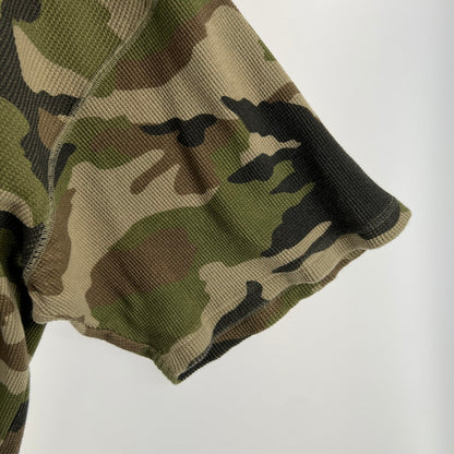 【中古品】【メンズ】 HUF ハフ ALL CAPS THERMAL S.S CREW オール キャップス サーマル ショートスリーブ クルー カモ柄 142-260818-ny-02-fuzh サイズ：XL カラー：グリーン 万代Net店