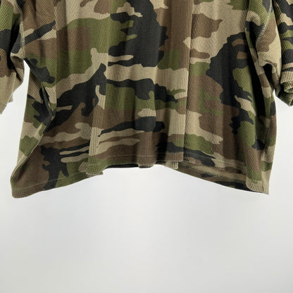 【中古品】【メンズ】 HUF ハフ ALL CAPS THERMAL S.S CREW オール キャップス サーマル ショートスリーブ クルー カモ柄 142-260818-ny-02-fuzh サイズ：XL カラー：グリーン 万代Net店