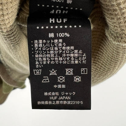 【中古品】【メンズ】 HUF ハフ ALL CAPS THERMAL S.S CREW オール キャップス サーマル ショートスリーブ クルー カモ柄 142-260818-ny-02-fuzh サイズ：XL カラー：グリーン 万代Net店