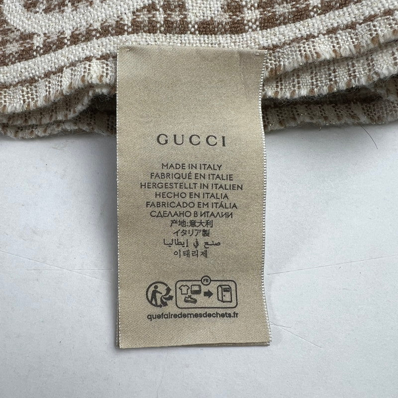 【中古品】【レディース】 GUCCI グッチ GG ウールジャカード スカーフ カラーBEIGE.BROWN ショール マフラー 183-260820-ky-10-fuzh 万代Net店