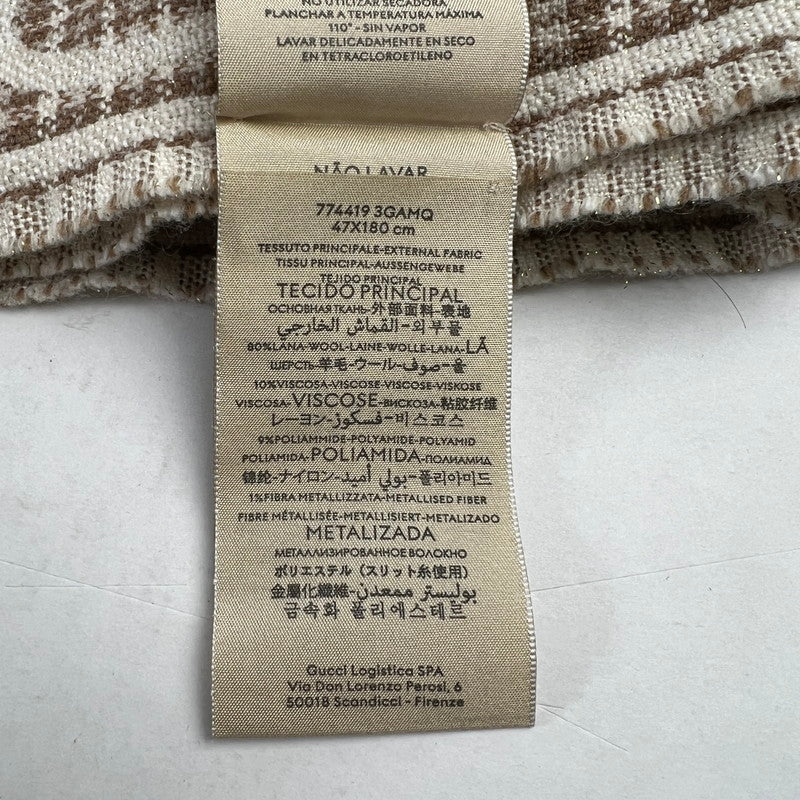 【中古品】【レディース】 GUCCI グッチ GG ウールジャカード スカーフ カラーBEIGE.BROWN ショール マフラー 183-260820-ky-10-fuzh 万代Net店