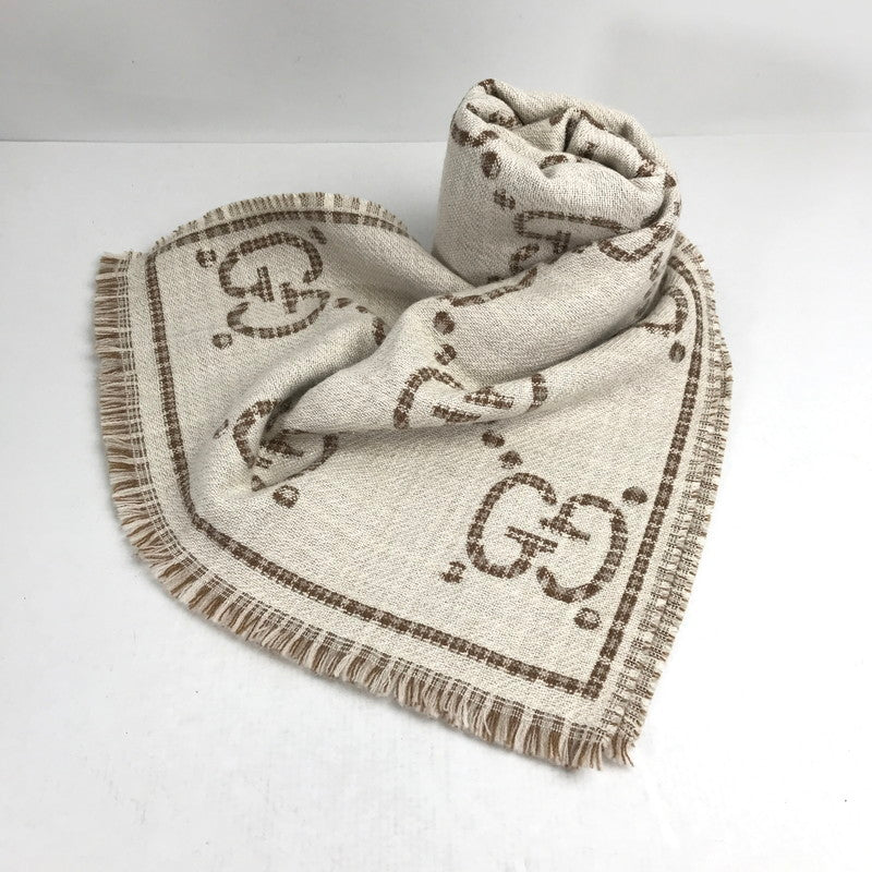 【中古品】【レディース】 GUCCI グッチ GG ウールジャカード スカーフ カラーBEIGE.BROWN ショール マフラー 183-260820-ky-10-fuzh 万代Net店