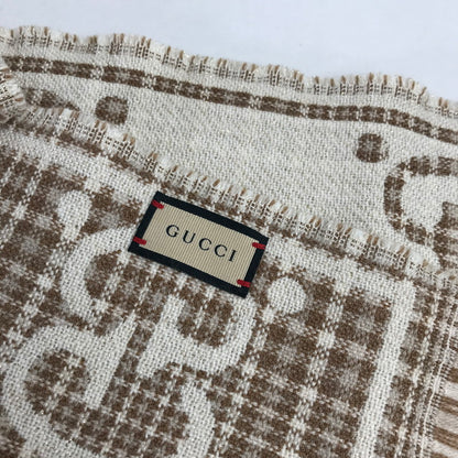 【中古品】【レディース】 GUCCI グッチ GG ウールジャカード スカーフ カラーBEIGE.BROWN ショール マフラー 183-260820-ky-10-fuzh 万代Net店