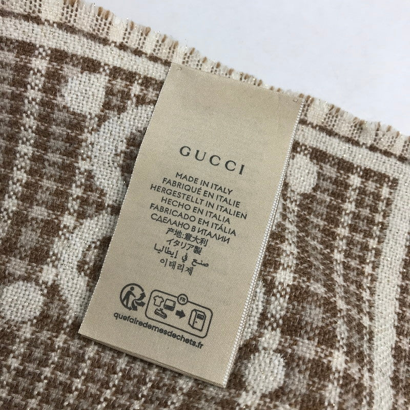 【中古品】【レディース】 GUCCI グッチ GG ウールジャカード スカーフ カラーBEIGE.BROWN ショール マフラー 183-260820-ky-10-fuzh 万代Net店