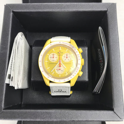 【中古品】【メンズ】 OMEGA×SWATCH オメガ × スォッチ MISSION TO THE SUN カラー YELLOW.WHITE 説明書.箱付属 スリーブ欠品 時計 197-260820-ky-05-fuzh 万代Net店