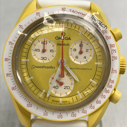 【中古品】【メンズ】 OMEGA×SWATCH オメガ × スォッチ MISSION TO THE SUN カラー YELLOW.WHITE 説明書.箱付属 スリーブ欠品 時計 197-260820-ky-05-fuzh 万代Net店