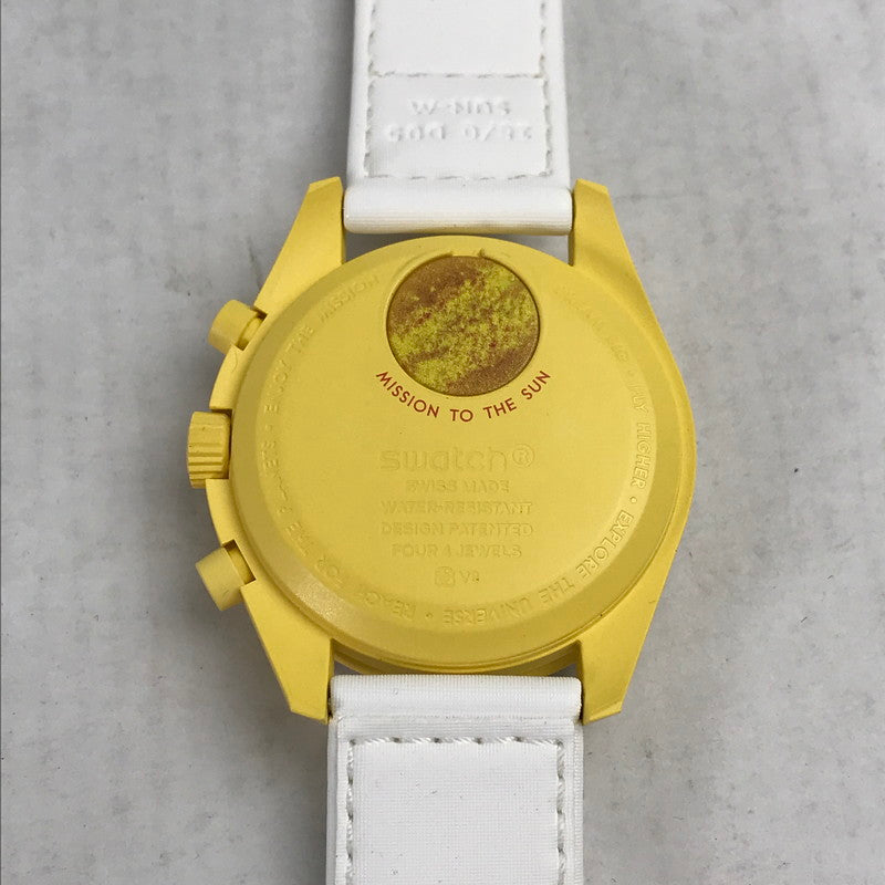 【中古品】【メンズ】 OMEGA×SWATCH オメガ × スォッチ MISSION TO THE SUN カラー YELLOW.WHITE 説明書.箱付属 スリーブ欠品 時計 197-260820-ky-05-fuzh 万代Net店