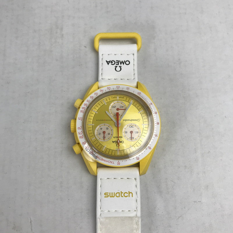 【中古品】【メンズ】 OMEGA×SWATCH オメガ × スォッチ MISSION TO THE SUN カラー YELLOW.WHITE 説明書.箱付属 スリーブ欠品 時計 197-260820-ky-05-fuzh 万代Net店