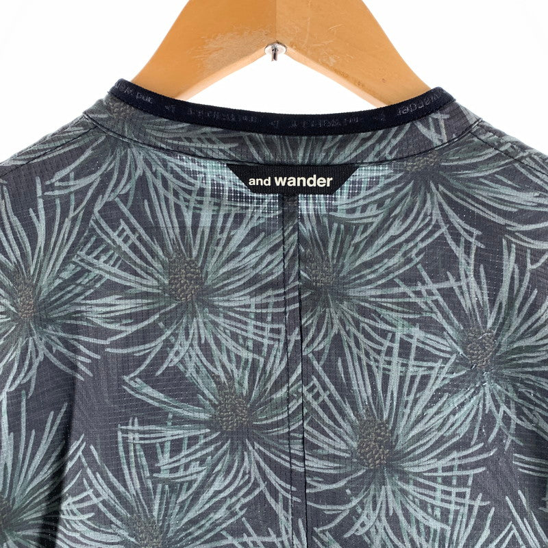 【中古品】【メンズ】 AND WANDER アンドワンダー NYLON JACKET ナイロンジャケット カラーグリーン ボタニカル柄 サイズ3 144-260825-ky-03-fuzh 万代Net店